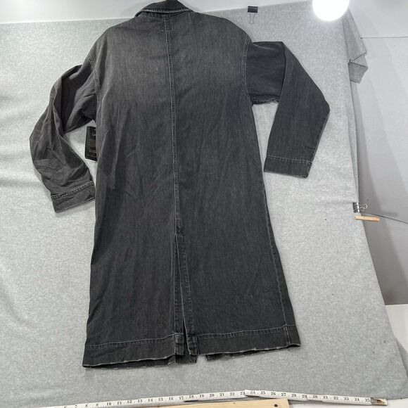 Vtg Style Lee Denim Jean chore Coat Barn Duster Mens MEDIUM Blk Trench Oversized - Picture 11 of 16